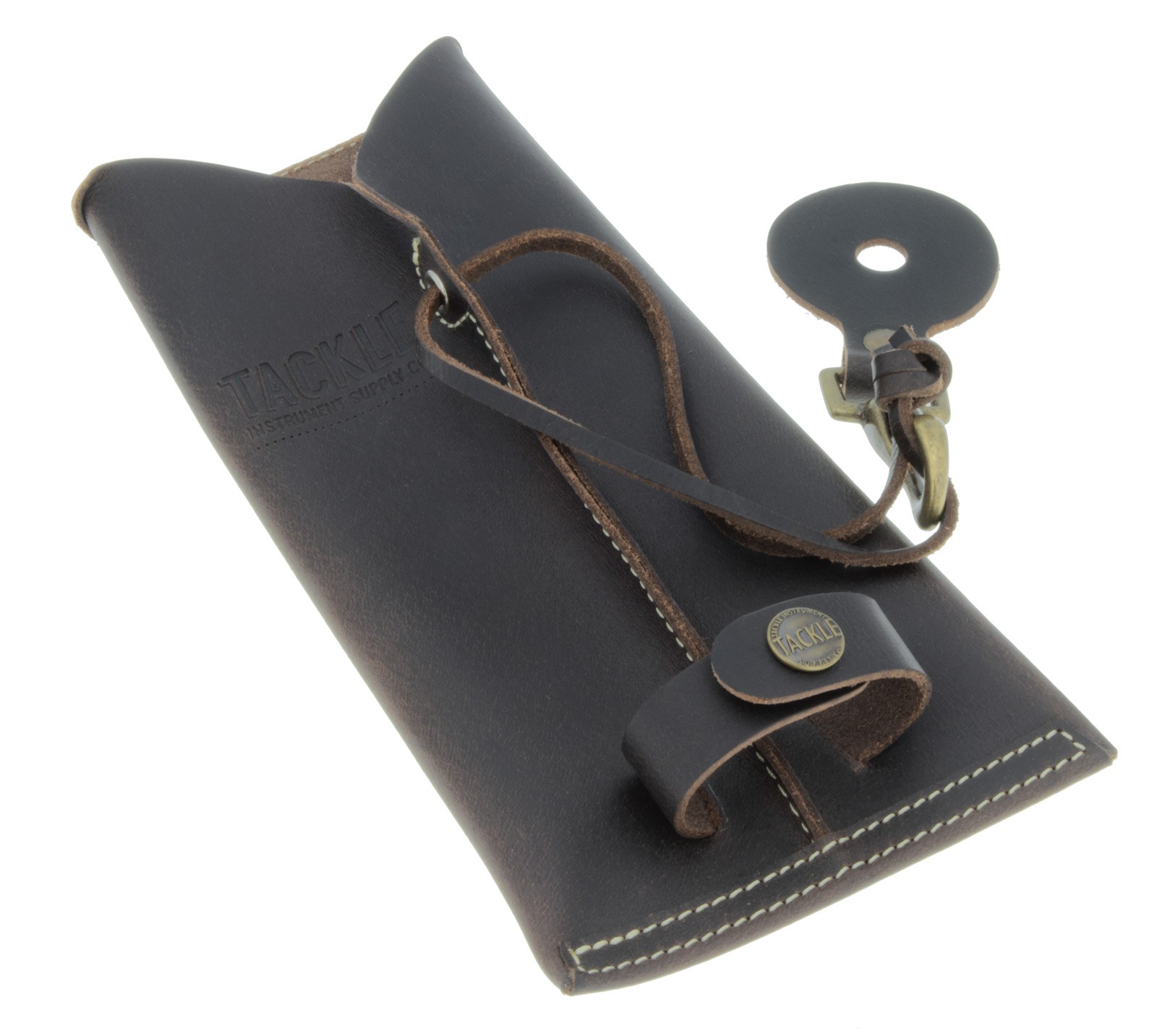 Porte baguettes en cuir avec crochet - Marron