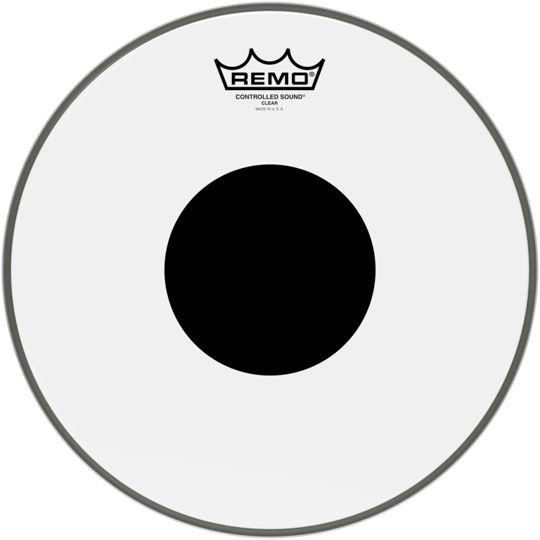 Peau CS Transparente 12" + rond noir, pour Tom/ Caisse claire