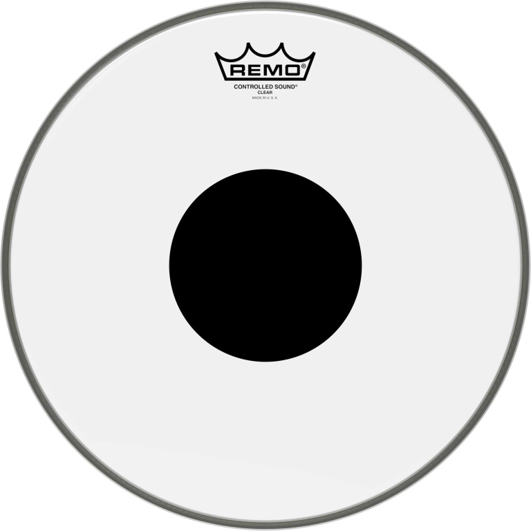 Peau CS Transparente 13" + rond noir, pour Tom/ Caisse claire