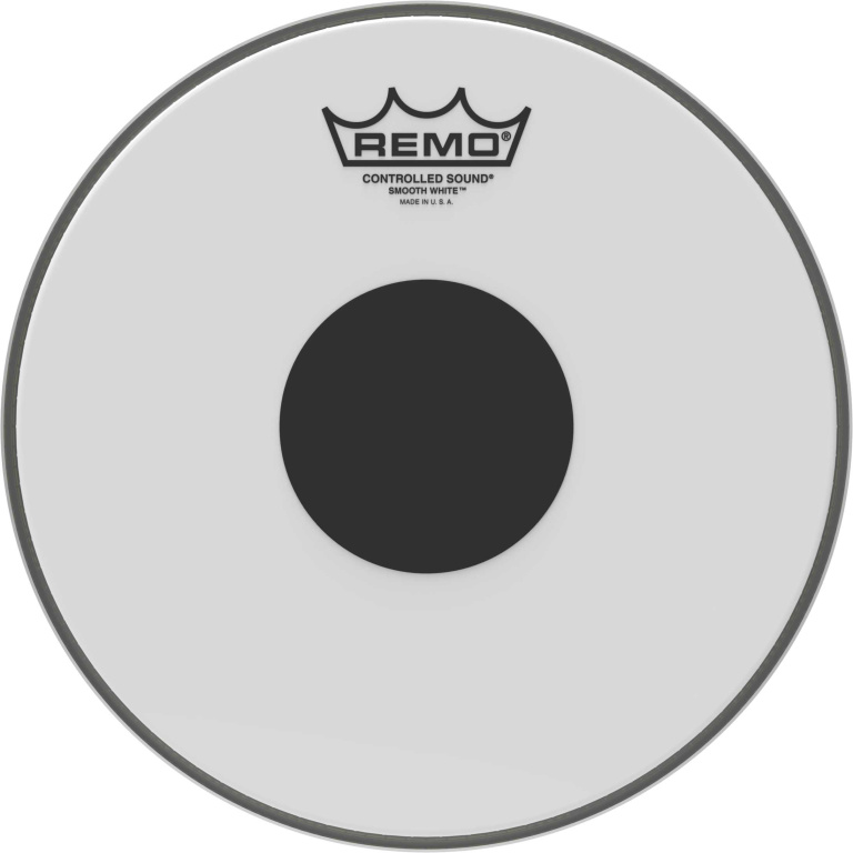 Peau CS Blanc Lisse 10" + rond noir, pour Tom/ Caisse claire