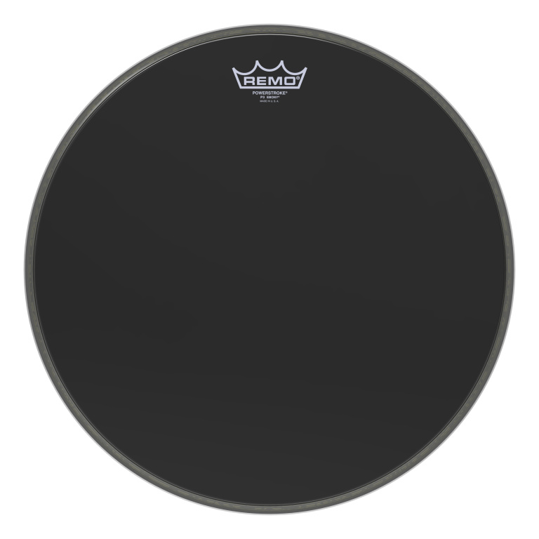 Peau Powerstroke 3 Ebony de 16" pour grosse caisse avec renfort DynamO