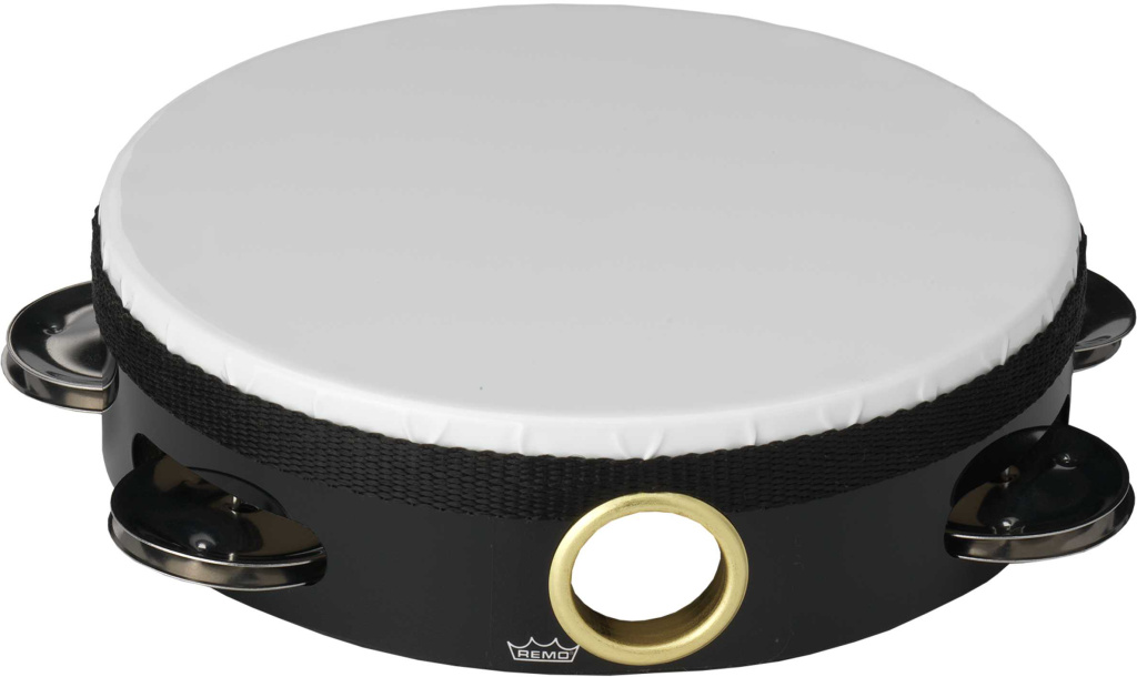 Tambourin 06" avec 1 rangée de 8 cymbalettes avec peau non-accordable