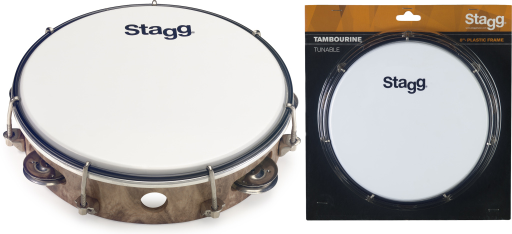 Tambourin accordable en plastique 8" avec 1 rangée de cymbalettes