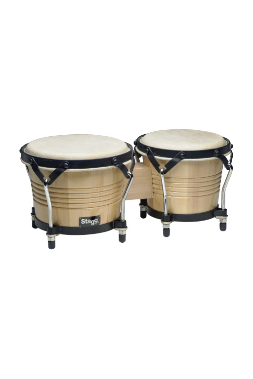 Bongos latins en bois de 7,5" et 6,5" de couleur naturelle