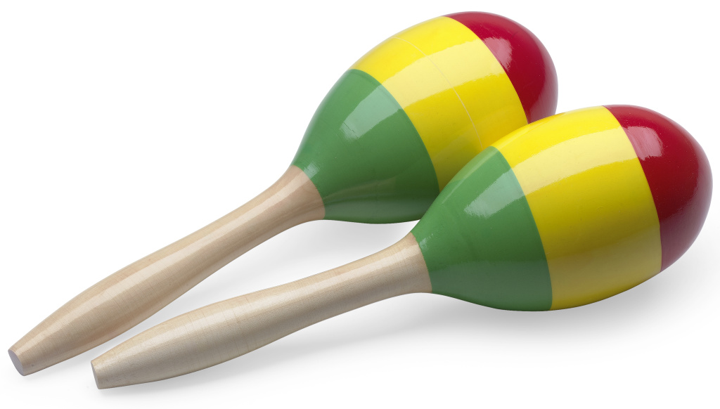 Paire de maracas ovales en bois, finition reggae, 29 cm