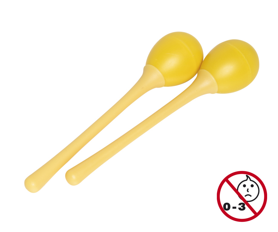 Paire de maracas oeufs en plastique à long manche