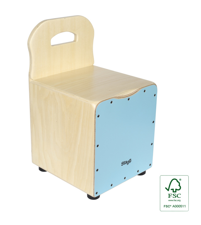 Cajón pour enfant avec dossier EasyGo, en tilleul, plaque de frappe bleue