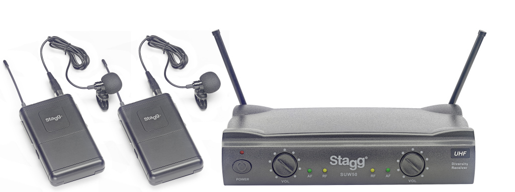 Système de micros-cravates sans fil UHF true diversity 2 canaux