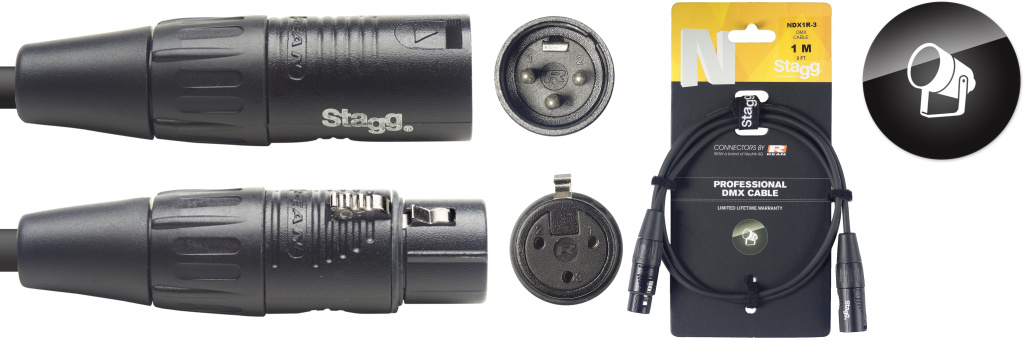 Câble DMX, XLR/XLR (m/f) (3 broches), 1 m, N-series