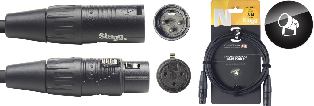 Câble DMX, XLR/XLR (m/f) (3 broches), 3 m, N-series