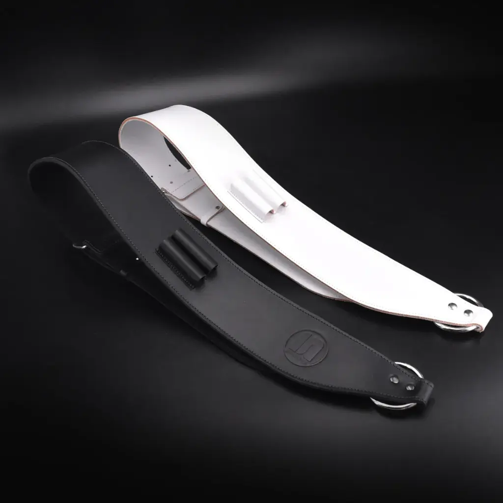 Baudriers Soundrums 1/2 BLANC Cuir avec porte-baguettes cuir