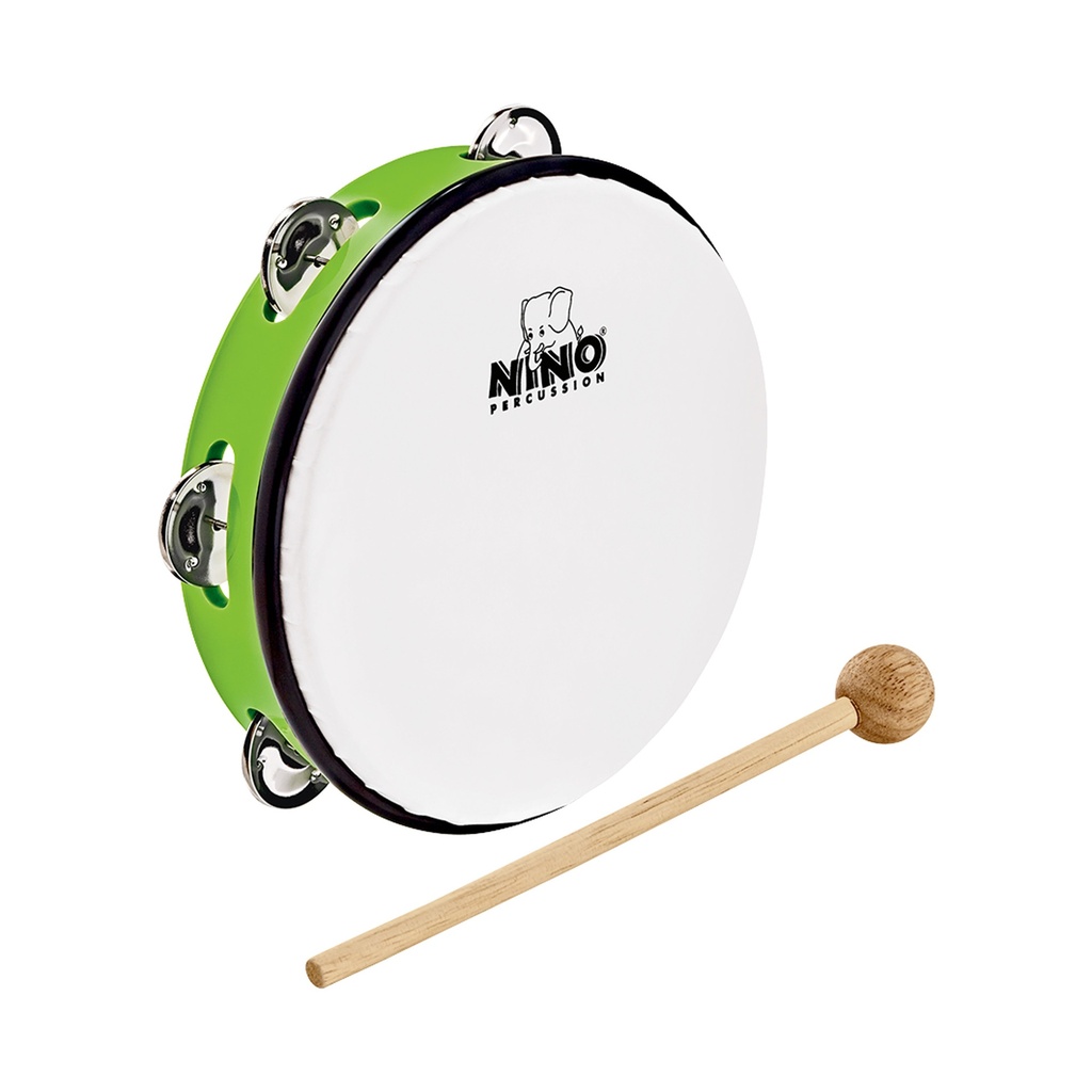 TAMBOURIN NINO ABS 10" +CYMB, VERT