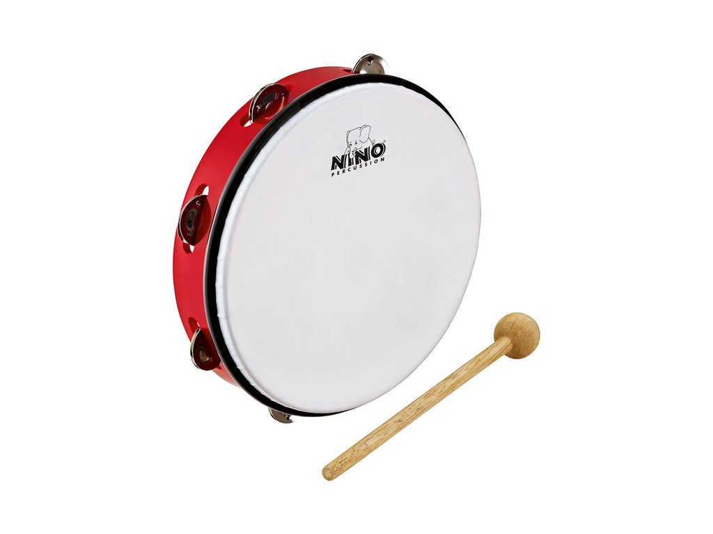 TAMBOURIN NINO ABS 8" +CYMB, ROUGE