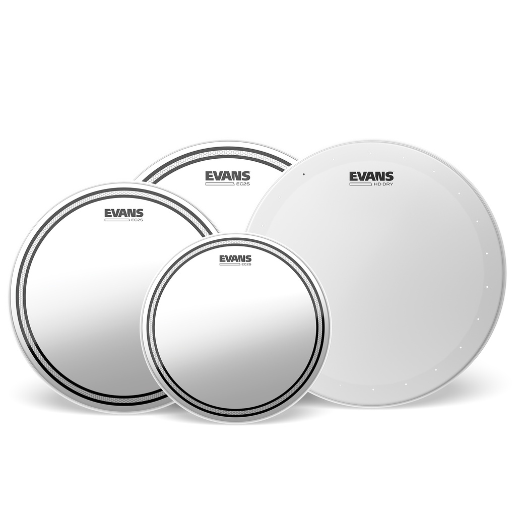 EVANS EC2S Clear Fusion Pack (10", 12", 14") with 14" HD Dry Snare Batter