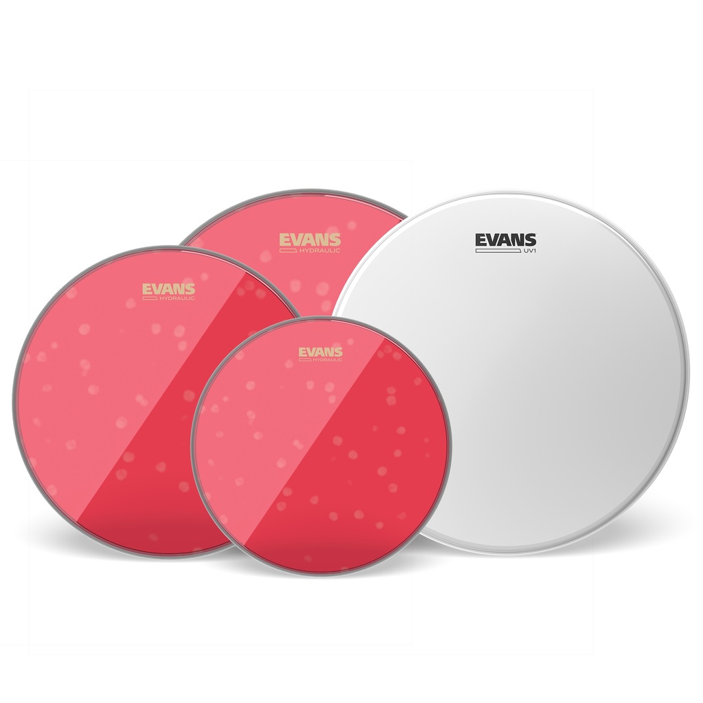 EVANS Hydraulic Red Fusion Pack (10", 12", 14") with 14" UV1 Coated Snare Batter