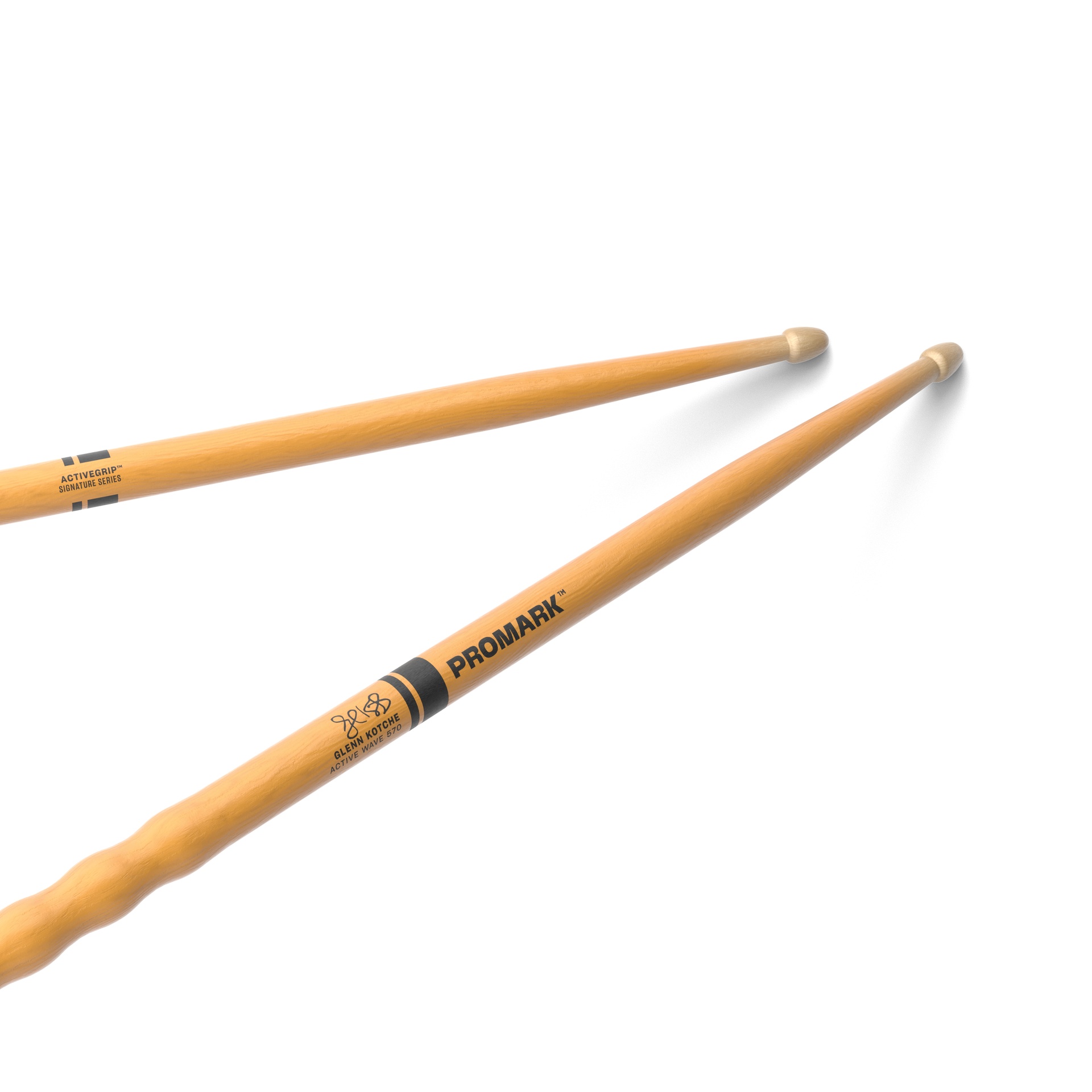 ProMark Glenn Kotche Active Wave ActiveGrip Clear Hickory Drumstick, Wood Tip