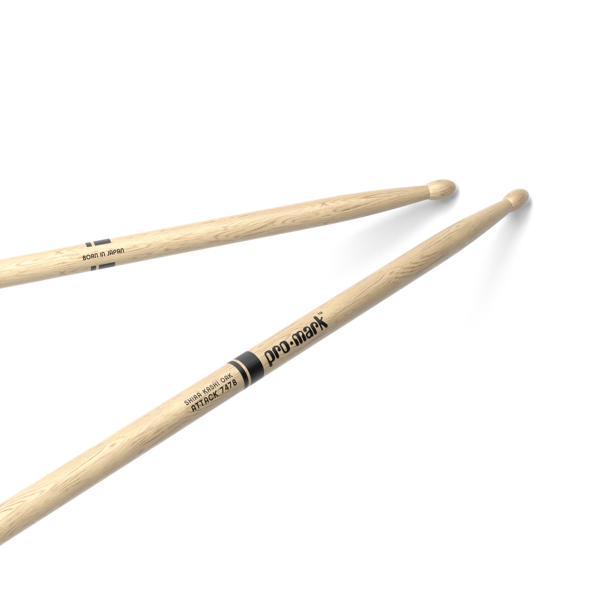 ProMark Classic Attack 747B Shira Kashi Oak Drumstick, Oval Wood Tip