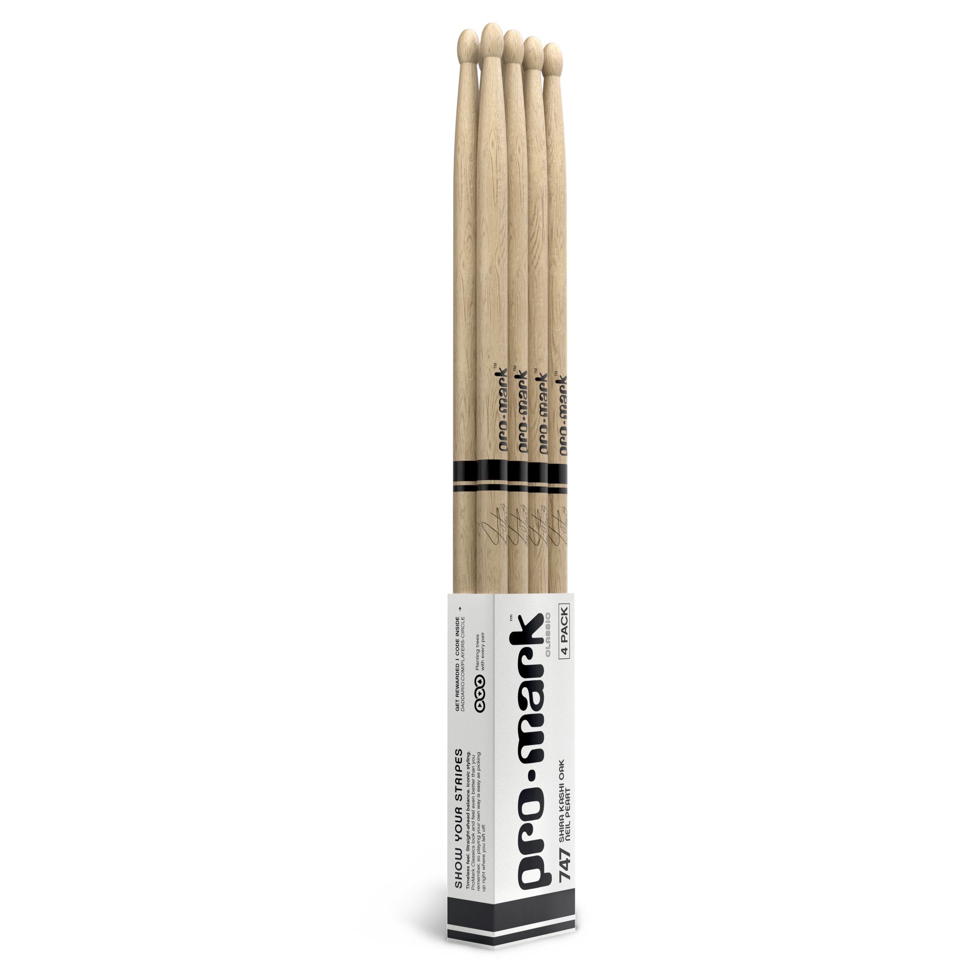 ProMark Neil Peart 747 Shira Kashi Oak Drumstick, 4-Pack