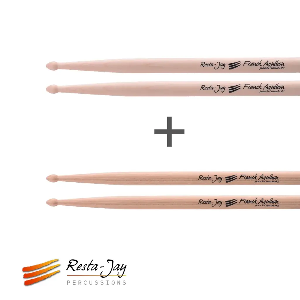 Lot de deux paires de baguettes de Caisse-claire/Batterie - Signature Franck Agulhon 1 et 2