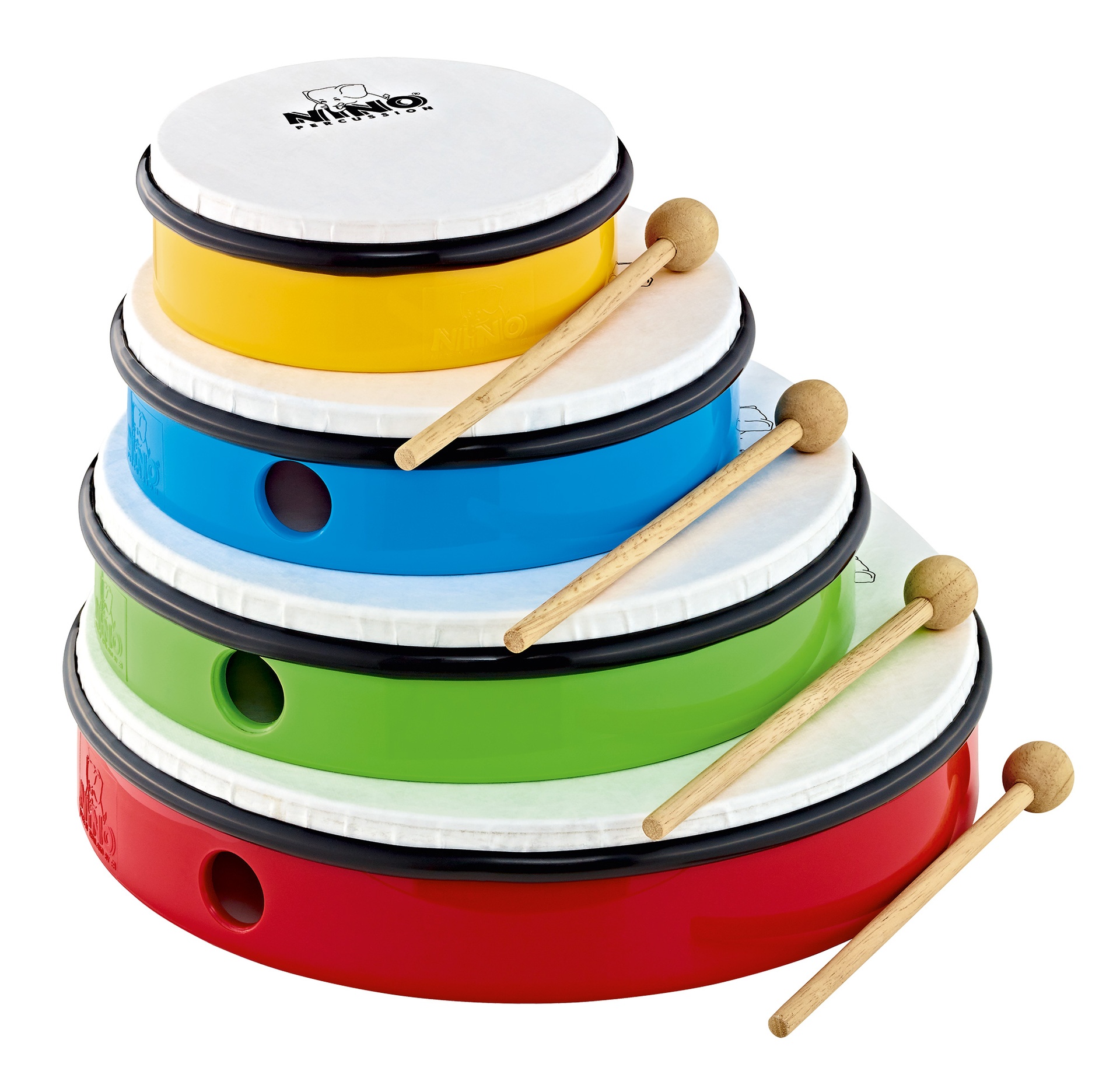SET 4 TAMBOURINS 6-8-12-12" NINO + HOUSS
