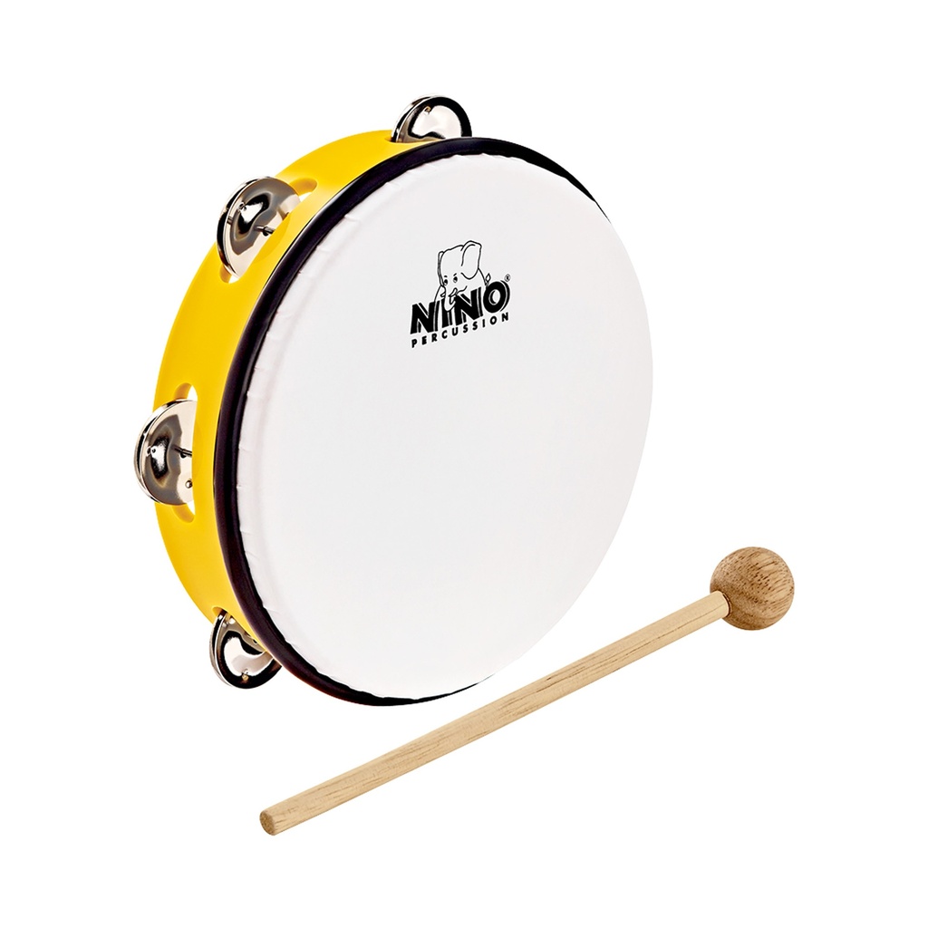 TAMBOURIN NINO ABS 10" +CYMB, JAUNE