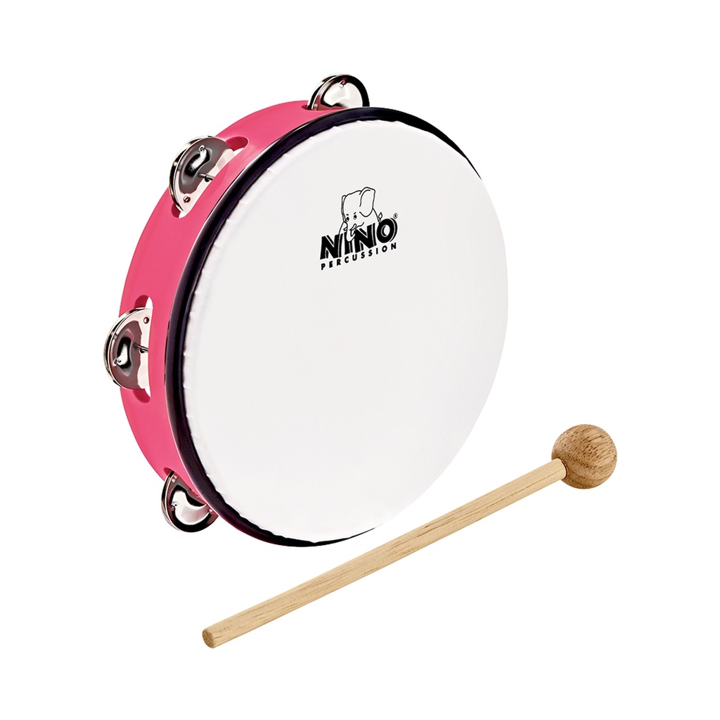 TAMBOURIN NINO ABS 10" +CYMB, ROSE