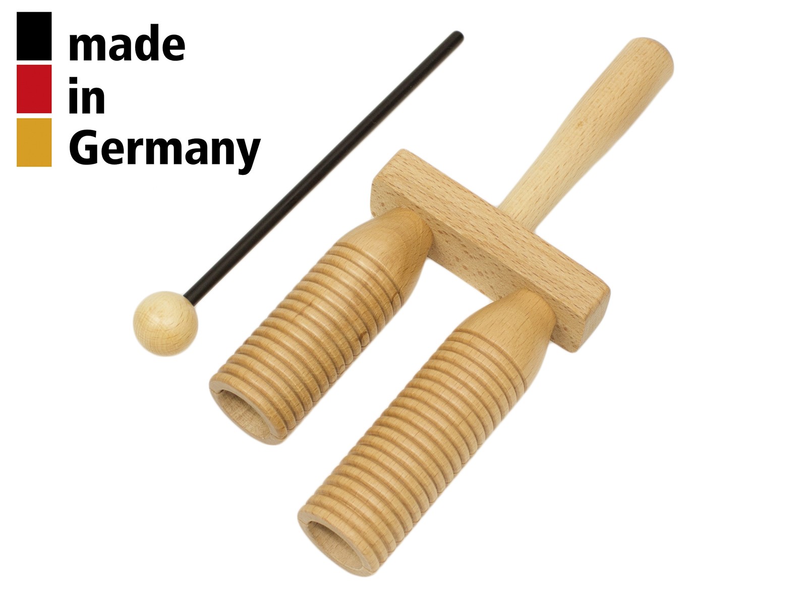 Petit Agogo en Hêtre 2 Tons avec Baguette - 3+