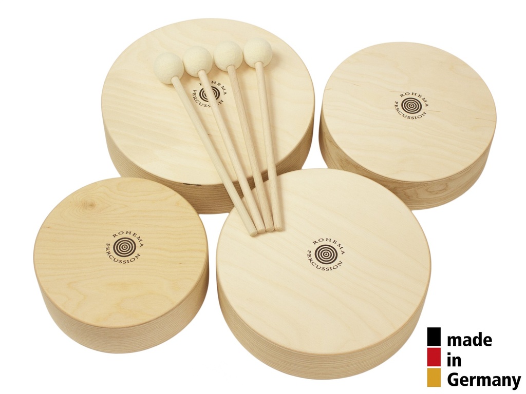 Set de 4 Toms en Bois + 4 Baguettes - 3+