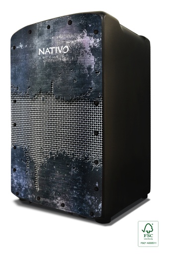 [PROPL-STEEL] Série Pro Plus, cajon XL, chêne classe A, panneau avant Steel, coussin de siège Eva, anneau X-Bass