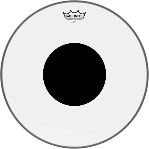 [CS-0316-10] Peau CS Transparente 16" + rond noir, pour Caisse claire/ Tom sur pieds