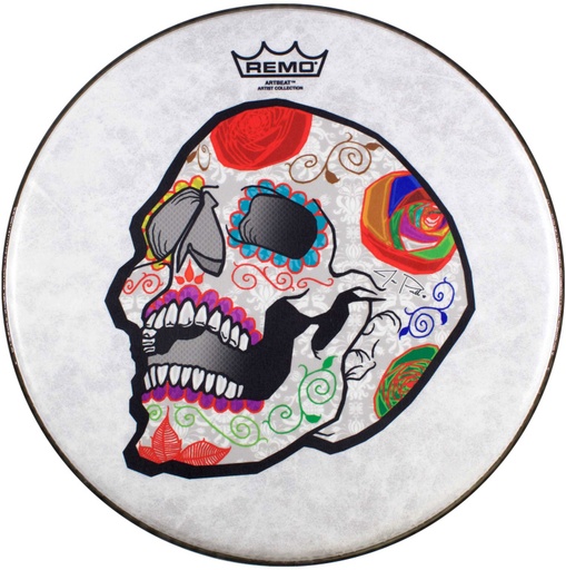 [CS-0814-20-AB02] Peau de frappe de 14" pour caisse claire, avec graphique José Pasillas Candy Skull