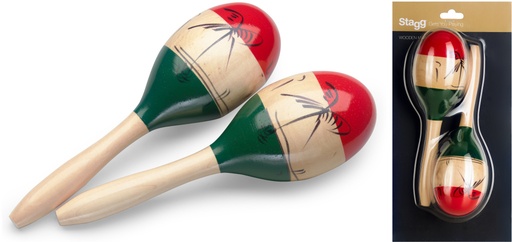 [MRW-26M] Paire de maracas ovales en bois, finition Mexique, 26 cm