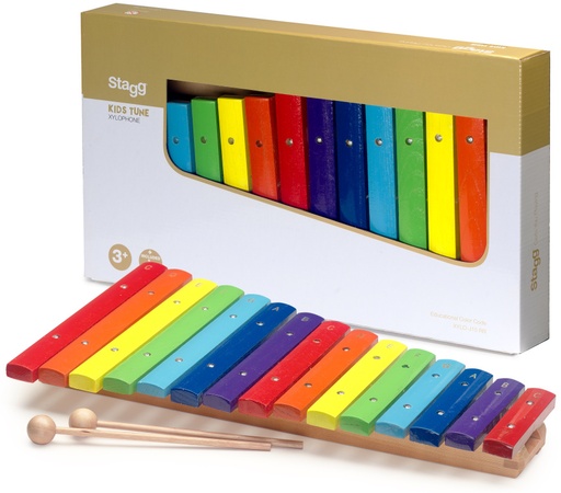 [XYLO-J15 RB] Xylophone avec 15 lames de différentes couleurs et deux mailloches en bois